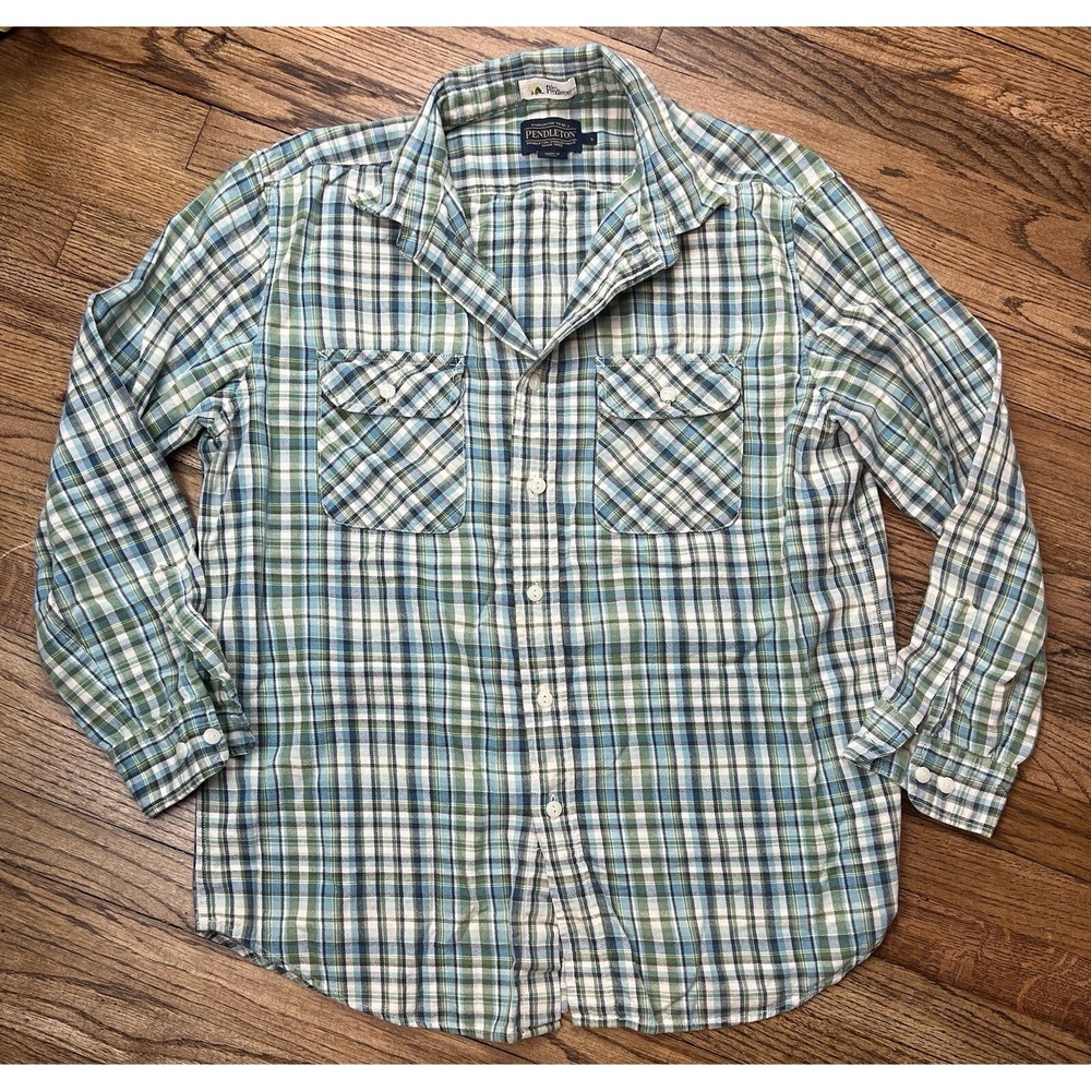 Surf Pendleton‎ Plaid Button Down Long Sleeve Shirt Seaside Men's Sz Large